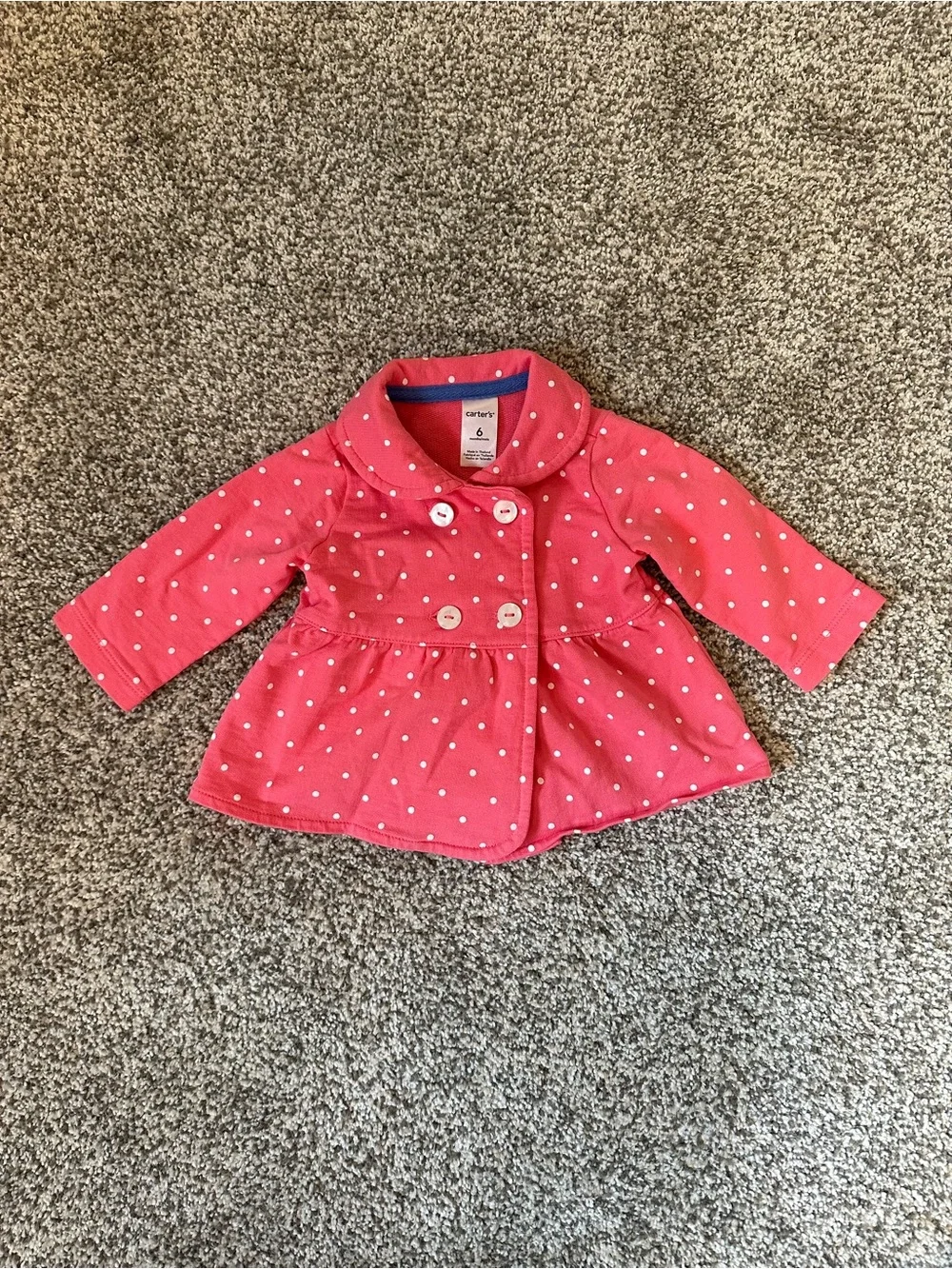 Carter's Coral Pink Polka Dot Peacoat for Girls